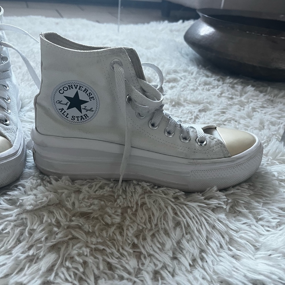 Converse Women's White High-Top Sneakers with Cream Toe Cap